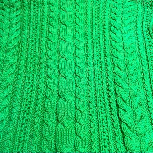 Vintage GAP Green Cable Knit Turtleneck Sweater Medium 100% Cotton Chunky Knit - Picture 9 of 12